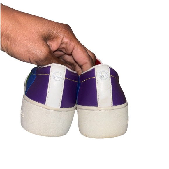 Michael Kors Dylan Rainbow Womens 5.5 leather slip on‎  Pride shoes sneakers - Picture 9 of 11